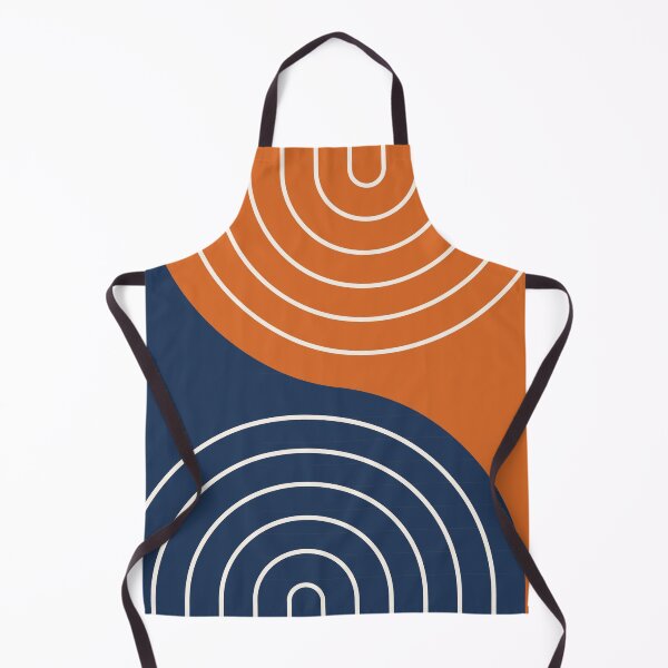 Item preview, Midcentury Modern Rainbow Lines Pattern 1.9 in Orange Navy Blue designed and sold by nineFlorals.
