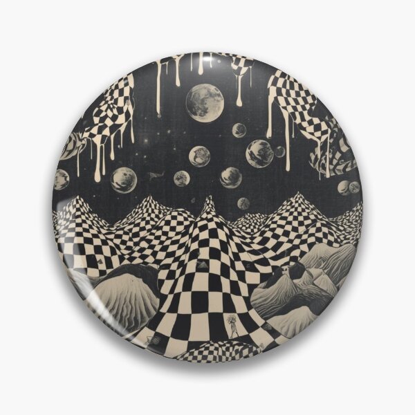 Item preview, Japanese Vintage Psychedelic Poster – Oriental Surrealism with Wavy Checkerboard Drip | Dalí-Inspired Art. designed and sold by printeGear.