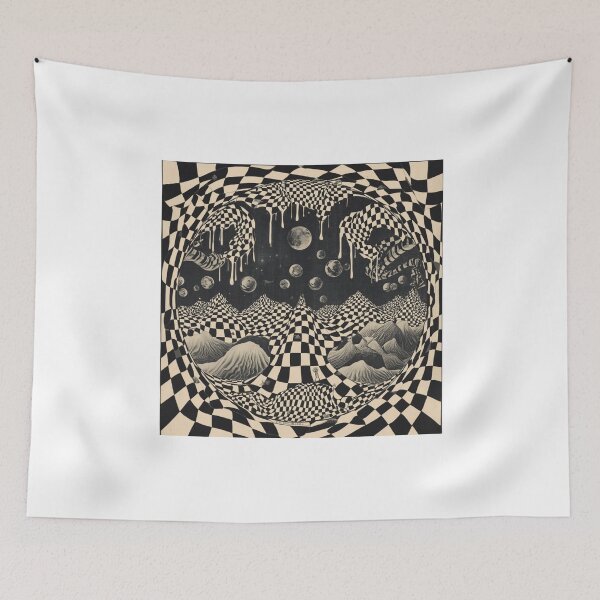 Item preview, Japanese Vintage Psychedelic Poster – Oriental Surrealism with Wavy Checkerboard Drip | Dalí-Inspired Art. designed and sold by printeGear.