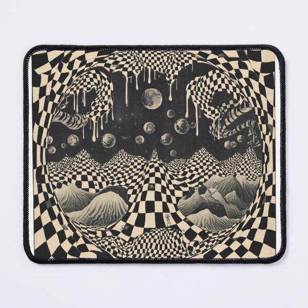 Item preview, Japanese Vintage Psychedelic Poster – Oriental Surrealism with Wavy Checkerboard Drip | Dalí-Inspired Art. designed and sold by printeGear.