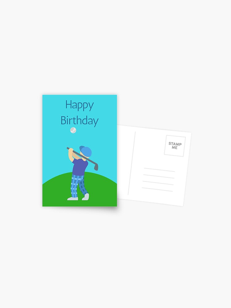 Carte Postale Joyeux Anniversaire Golf Par Bramblebox Redbubble