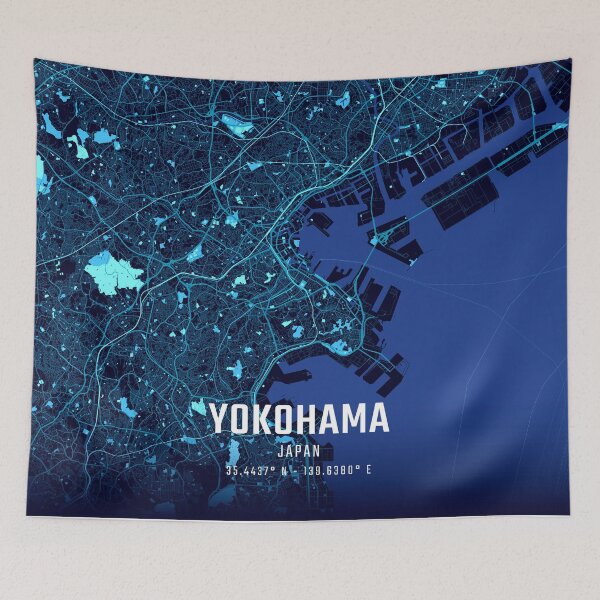 Item preview, Yokohama Midnight City Map designed and sold by HomeLivingCo.