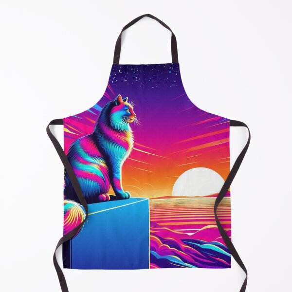 Item preview, Neon Cat Watching Sunset Horizon designed and sold by Dogandesighn.