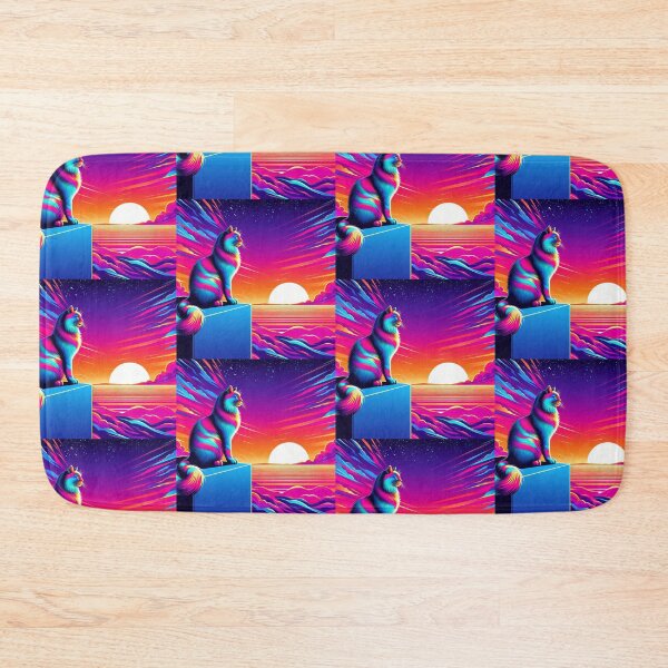 Item preview, Neon Cat Watching Sunset Horizon designed and sold by Dogandesighn.