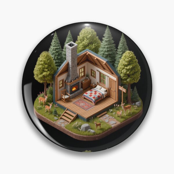 Item preview, Miniature Cades Cove Cabin with Deer - Great Smoky Mountains designed and sold by Digital Dreams Arts.