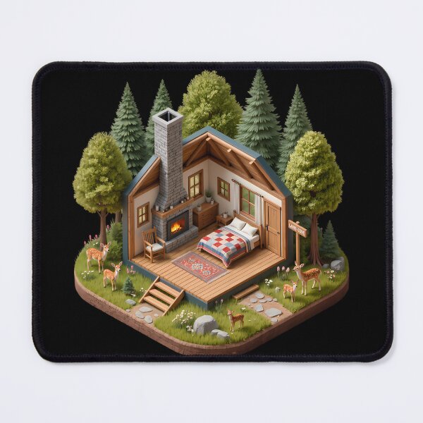 Item preview, Miniature Cades Cove Cabin with Deer - Great Smoky Mountains designed and sold by Digital Dreams Arts.