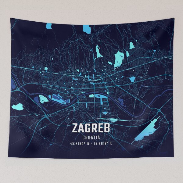 Item preview, Zagreb Midnight City Map designed and sold by HomeLivingCo.