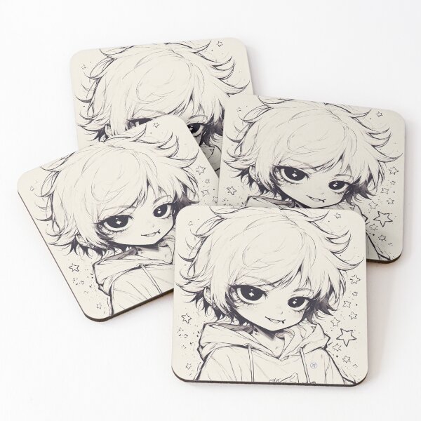 Item preview, Kawaii Vampire Boy in Hoodie – Soft Grunge Monochrome Anime Art by NegarTv Designs designed and sold by NegarTv Designs.