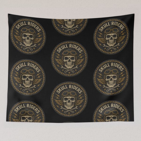 Item preview, Skull Riders pilot skull biker patch designed and sold by LaNadaYFundante.