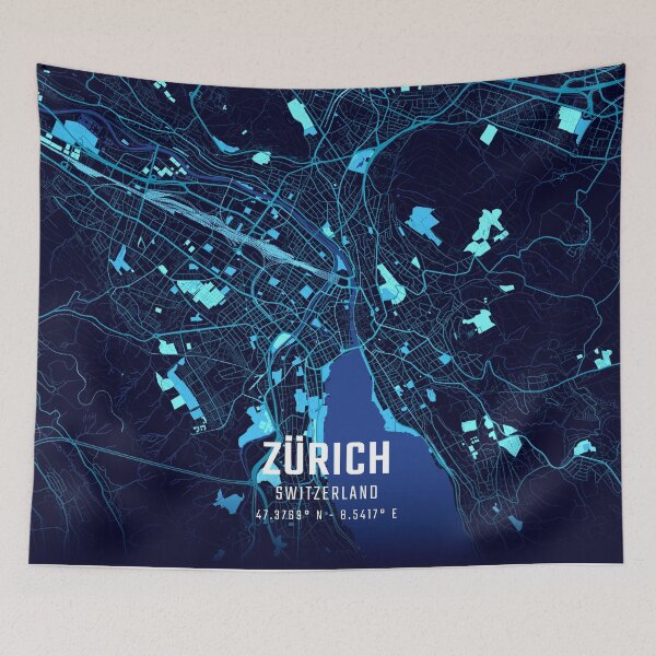 Item preview, Zürich Midnight City Map designed and sold by HomeLivingCo.