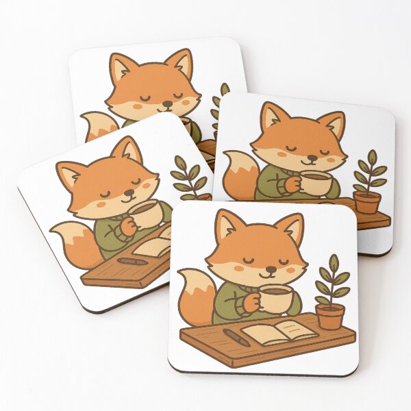 Item preview, Kawaii Fox Coffee Break – Cozy Workday Meme Art designed and sold by kimkosovo.