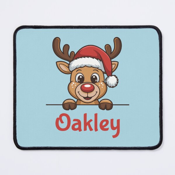 Item preview, Oakley Cute Christmas Reindeer Graphic with Santa Hat | Personalized Holiday Gift Idea designed and sold by 89BLACK.