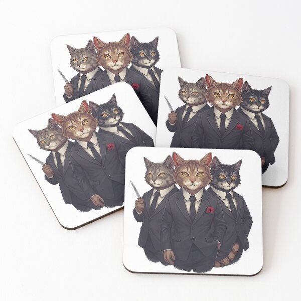 Item preview, The Godfathers - Mobster Cats with Rose and Knife designed and sold by The Grumpy Pet Club.