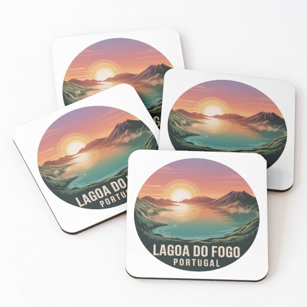 Item preview, Lagoa do Fogo Sunset Badge - Azores Portugal Vintage Scenic Landscape Design designed and sold by CircinusStore.