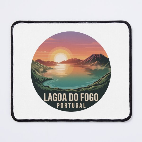 Item preview, Lagoa do Fogo Sunset Badge - Azores Portugal Vintage Scenic Landscape Design designed and sold by CircinusStore.