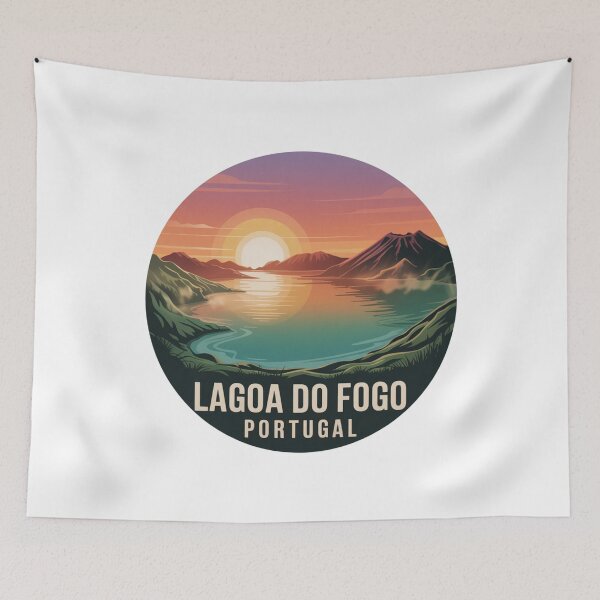 Item preview, Lagoa do Fogo Sunset Badge - Azores Portugal Vintage Scenic Landscape Design designed and sold by CircinusStore.