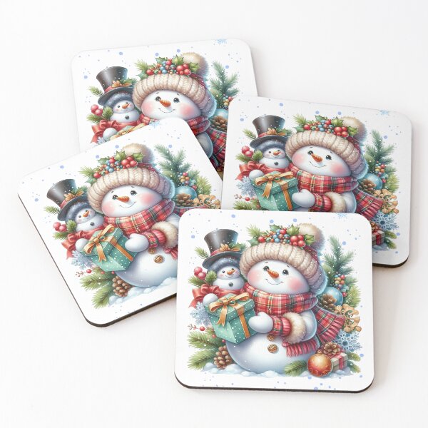 Item preview, A cheerful snowman with a gift designed and sold by BWC-Prints.