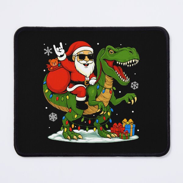 Item preview, Santa Riding Dinosaur Bright Festive Christmas Scene designed and sold by khdmalakarak.