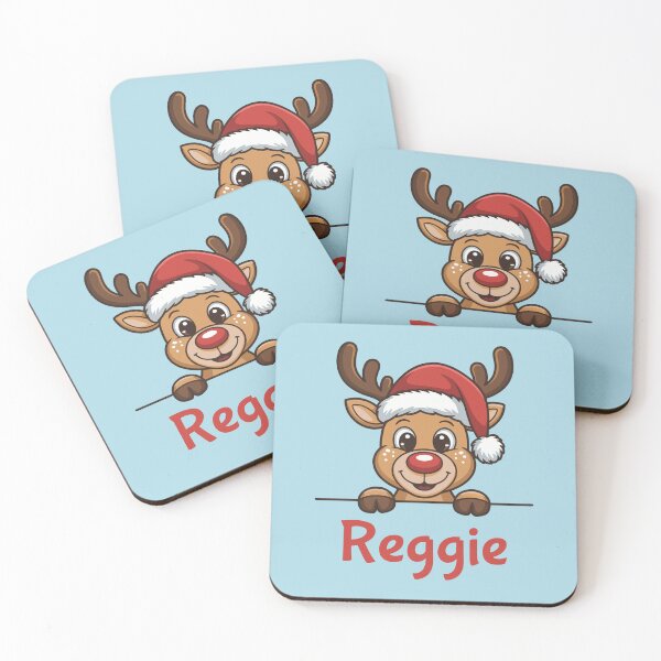 Item preview, Reggie Cute Christmas Reindeer Graphic with Santa Hat | Personalized Holiday Gift Idea designed and sold by 89BLACK.