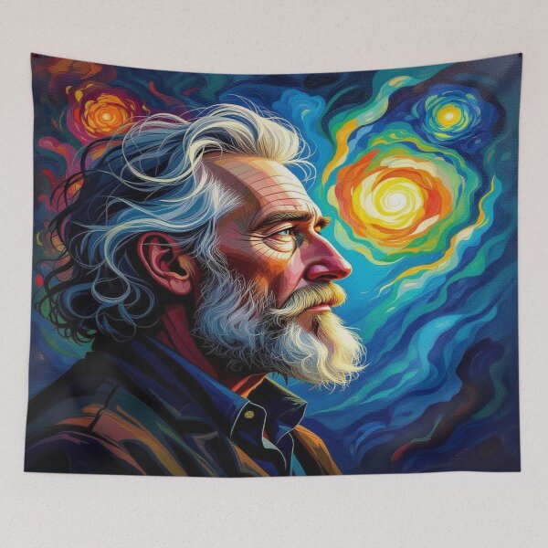 Item preview, Galactic Gaze – Portrait of a thinker in the van Gogh flow between starlight and inner depth designed and sold by FotoworldEdel.