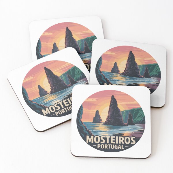 Item preview, Mosteiros Sunset Rocks - Azores Portugal Vintage Coastal Landscape Badge designed and sold by CircinusStore.
