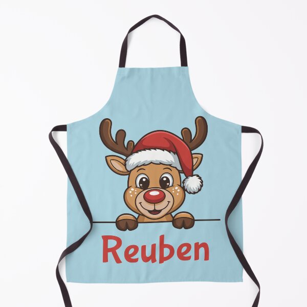 Item preview, Reuben Cute Christmas Reindeer Graphic with Santa Hat | Personalized Holiday Gift Idea designed and sold by 89BLACK.