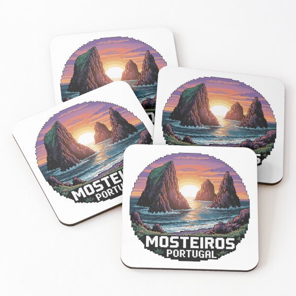 Item preview, Mosteiros Pixel Sunset - Azores Portugal Retro 8-Bit Coastal Landscape Badge designed and sold by CircinusStore.