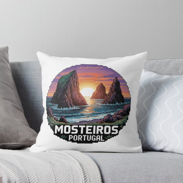 Item preview, Mosteiros Pixel Sunset - Azores Portugal Retro 8-Bit Coastal Landscape Badge designed and sold by CircinusStore.