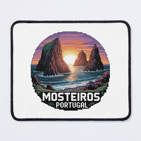 Item preview, Mosteiros Pixel Sunset - Azores Portugal Retro 8-Bit Coastal Landscape Badge designed and sold by CircinusStore.