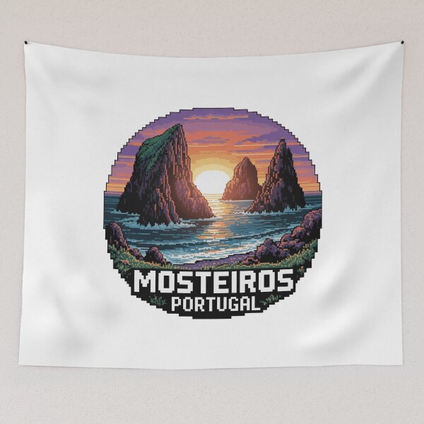 Item preview, Mosteiros Pixel Sunset - Azores Portugal Retro 8-Bit Coastal Landscape Badge designed and sold by CircinusStore.