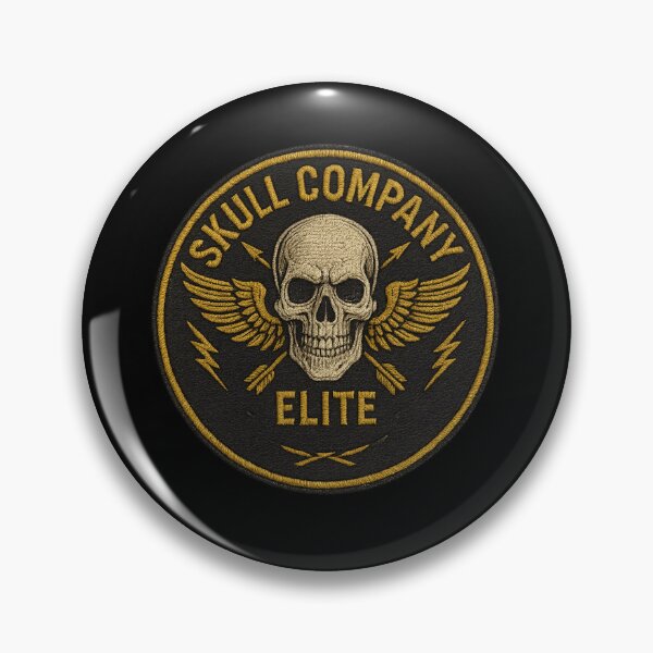 Item preview, Skull Company Elite winged skull round patch designed and sold by LaNadaYFundante.
