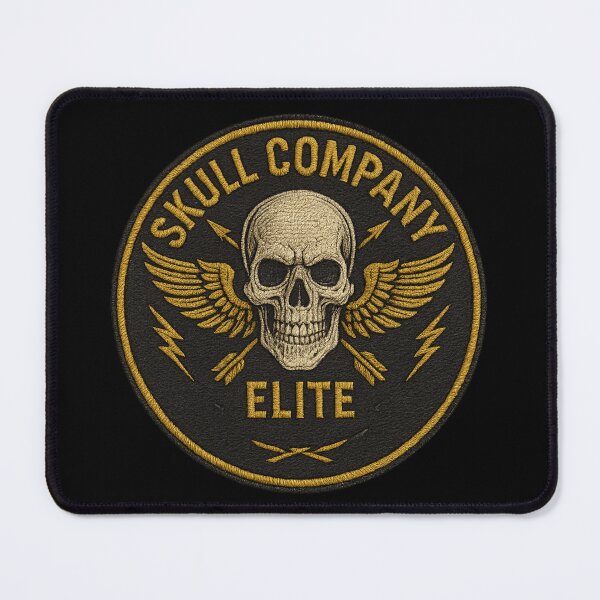 Item preview, Skull Company Elite winged skull round patch designed and sold by LaNadaYFundante.