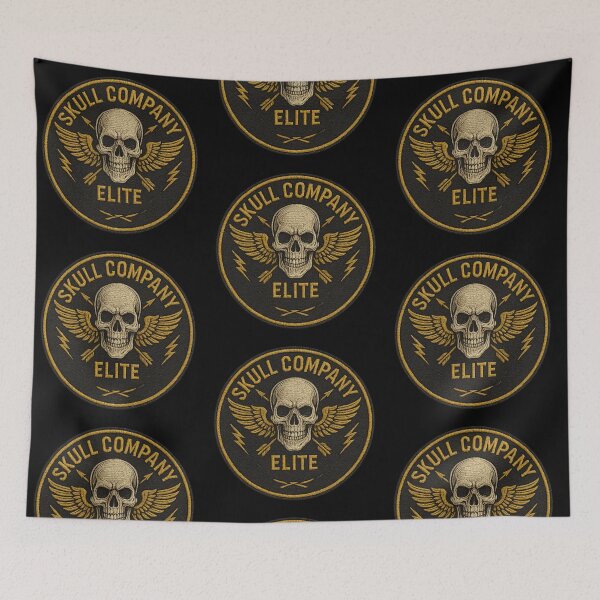 Item preview, Skull Company Elite winged skull round patch designed and sold by LaNadaYFundante.