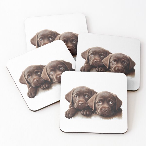 Item preview, Chocolate Labrador Puppy Duo with Soulful Eyes designed and sold by QuietBloom80.