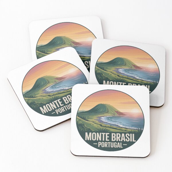 Item preview, Monte Brasil Sunset View – Azores Portugal Vintage Coastal Landscape Badge designed and sold by CircinusStore.