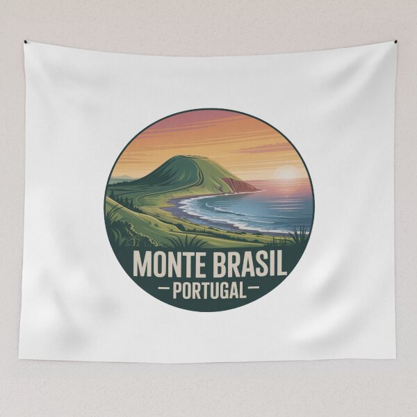 Item preview, Monte Brasil Sunset View – Azores Portugal Vintage Coastal Landscape Badge designed and sold by CircinusStore.