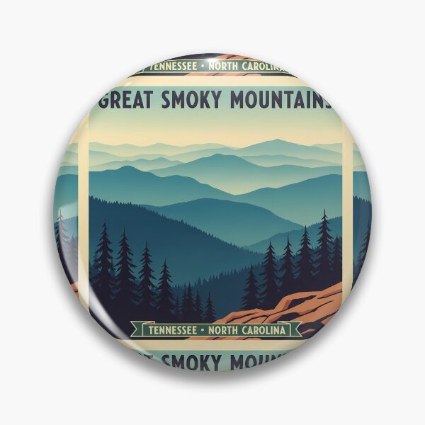 Item preview, Tennessee & North Carolina Border - Great Smoky Mountains Retro Art designed and sold by Digital Dreams Arts.