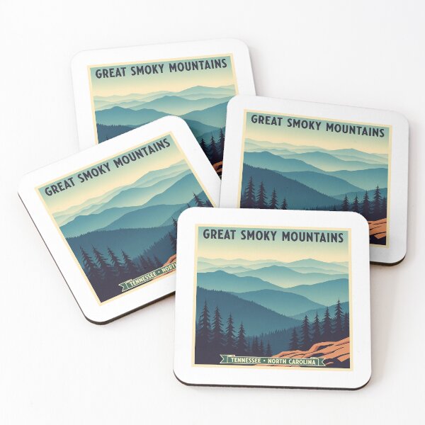 Item preview, Tennessee & North Carolina Border - Great Smoky Mountains Retro Art designed and sold by Digital Dreams Arts.