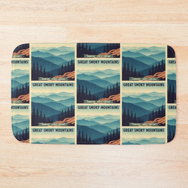 Item preview, Tennessee & North Carolina Border - Great Smoky Mountains Retro Art designed and sold by Digital Dreams Arts.
