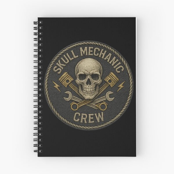 Item preview, Skull Mechanic Crew mechanical skull round patch designed and sold by LaNadaYFundante.