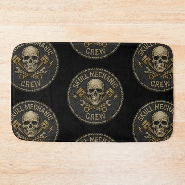 Item preview, Skull Mechanic Crew mechanical skull round patch designed and sold by LaNadaYFundante.