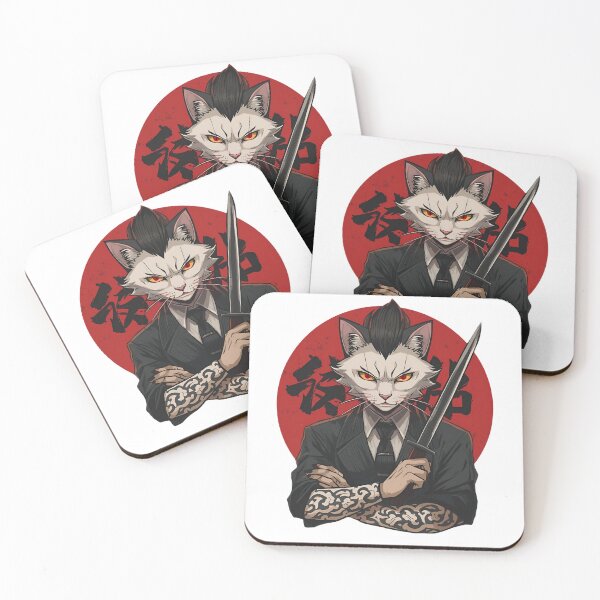 Item preview, Yakuza Tattoo Cat - Red Sun Japanese Aesthetic designed and sold by The Grumpy Pet Club.