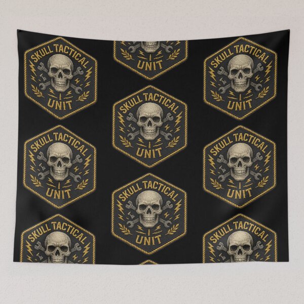 Item preview, Skull Tactical Unit wrench skull hex patch designed and sold by LaNadaYFundante.