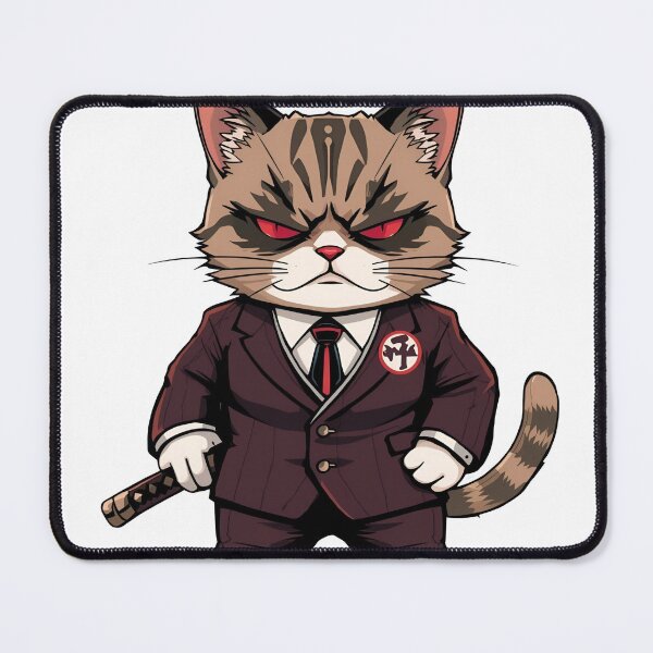 Item preview, The Little Godfather - Anime Chibi Cat with Sword designed and sold by The Grumpy Pet Club.