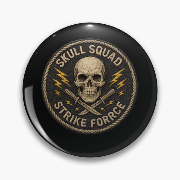 Item preview, Skull Squad Strike Force skull swords round patch designed and sold by LaNadaYFundante.