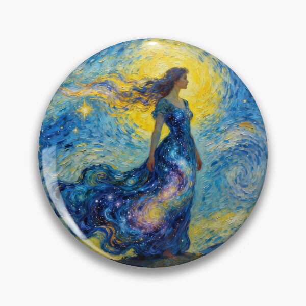 Item preview, Cosmic Woman – Merges with the Starry Night Sky full of emotion, light & van Gogh brushwork designed and sold by FotoworldEdel.