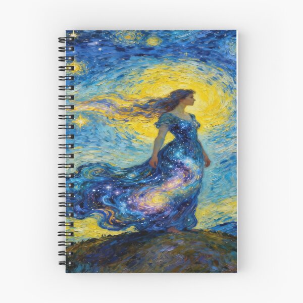 Item preview, Cosmic Woman – Merges with the Starry Night Sky full of emotion, light & van Gogh brushwork designed and sold by FotoworldEdel.