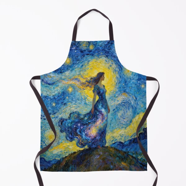 Item preview, Cosmic Woman – Merges with the Starry Night Sky full of emotion, light & van Gogh brushwork designed and sold by FotoworldEdel.