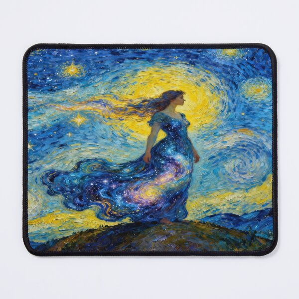 Item preview, Cosmic Woman – Merges with the Starry Night Sky full of emotion, light & van Gogh brushwork designed and sold by FotoworldEdel.