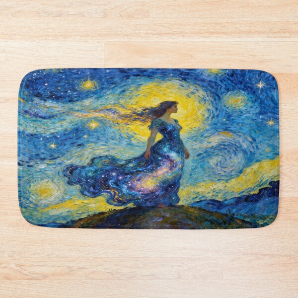 Item preview, Cosmic Woman – Merges with the Starry Night Sky full of emotion, light & van Gogh brushwork designed and sold by FotoworldEdel.
